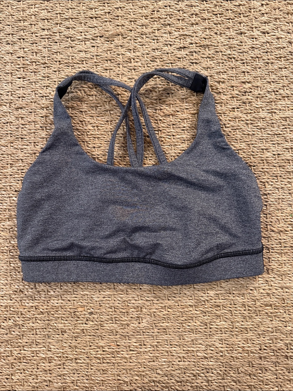 Women's Strappy Back Sports Bra - Charcoal Gray